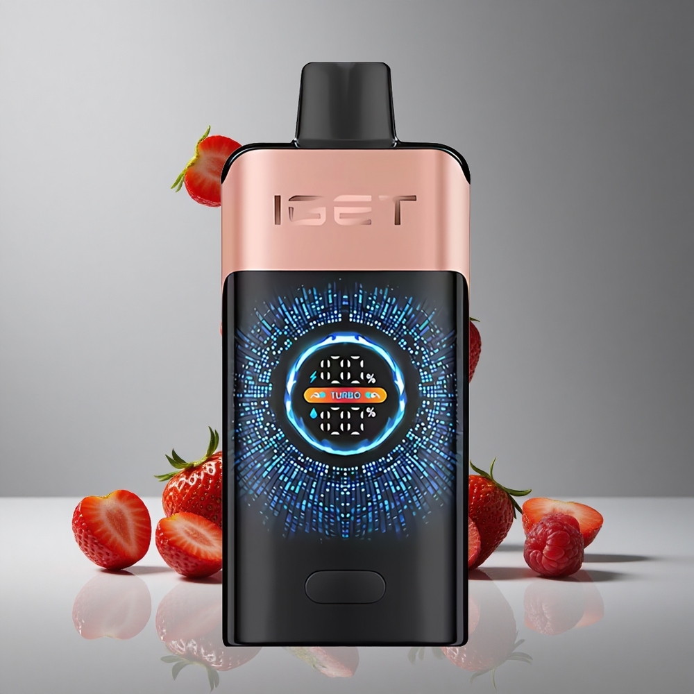 IGET ONE 12000パフ ストロベリーレッドラズベリー 2700mAh 大型カーブドカラースクリーン