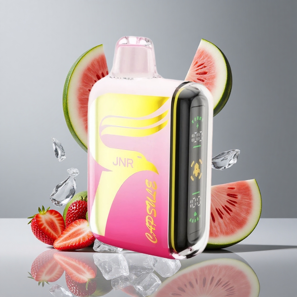 JNR Capsule 15000パフ ストロベリーメロンアイス 850mAh 20ml デュアルメッシュコイル スマートLEDディスプレイ Type-C急速充電