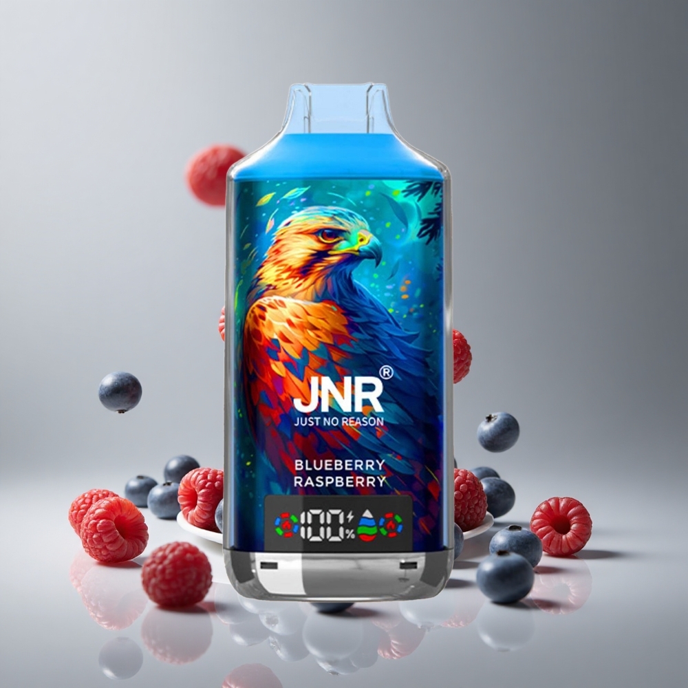 JNR Falcon X 18000パフ ブルーベリーラズベリー 750mAh 24ml デュアルメッシュコイル デジタルディスプレイ タイプCクイックチャージ