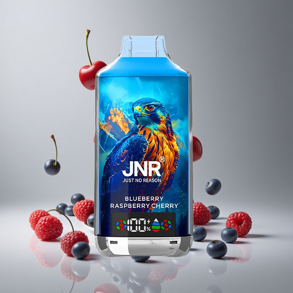 JNR Falcon X 18000パフ ブルーベリーレッドチェリー 750mAh 24ml デュアルメッシュコイル デジタルディスプレイ Type-Cクイックチャージ