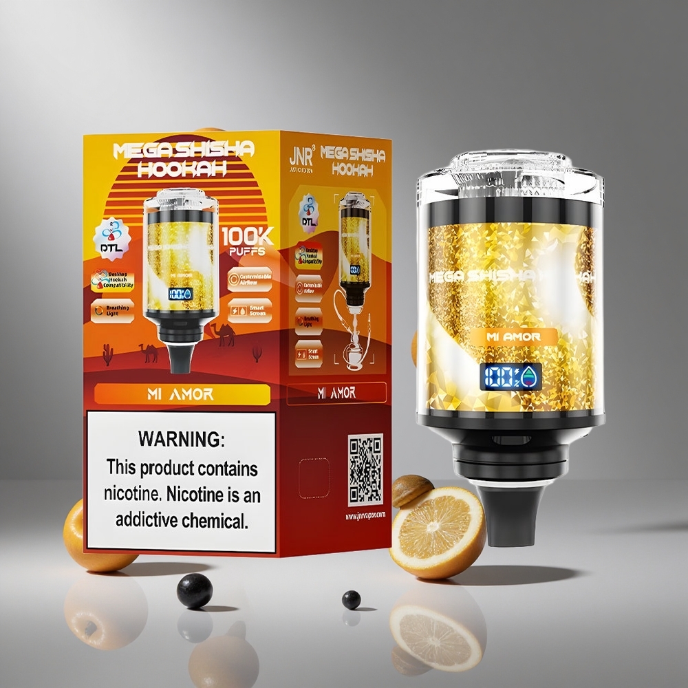JNR Mega Shisha Hookah 100000パフ 60ml Mi Amor 70.2mm×70mm×43.2mm 2200mAh