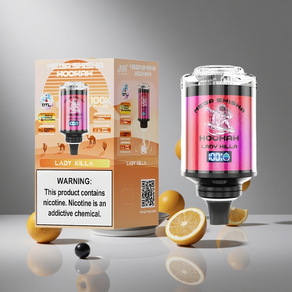 JNR Mega Shisha Hookah 100000パフ 70.2mm×70mm×43.2mm 2200mAh デスクトップ互換性 レディキラ