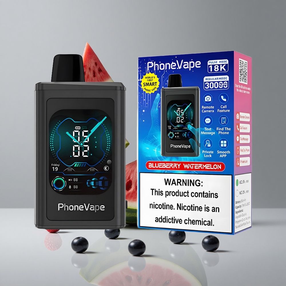 JNR PhoneVape 30000パフ ブルーベリーウォーターメロン 850mAh Type-C充電 ニコチン濃度2% 5%