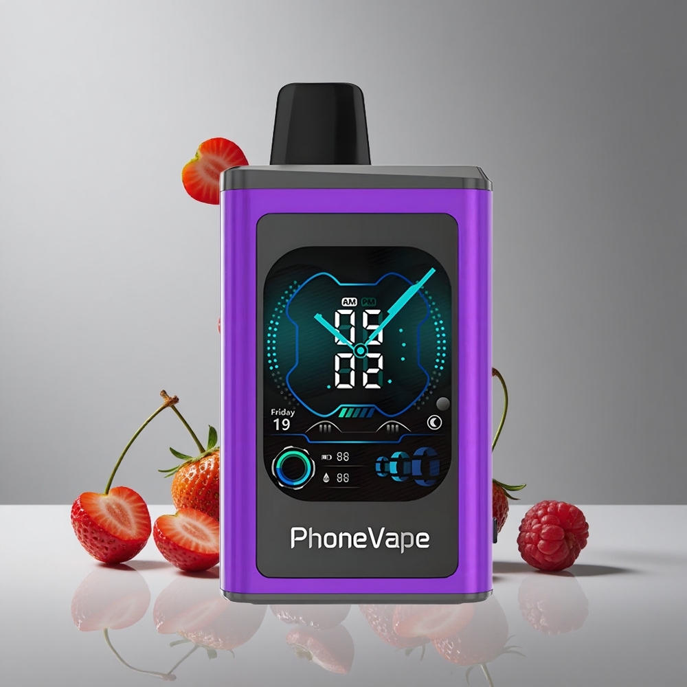 JNR PhoneVape 30000パフ チェリー ストロベリー ラズベリー 850mAh Type-C充電 2% 5%