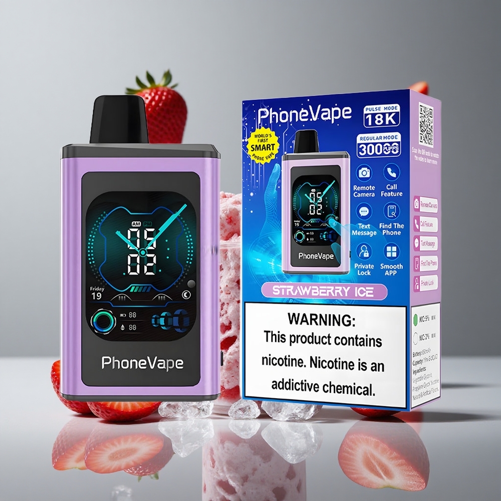 JNR PhoneVape 30000パフ いちごアイス 850mAh Type-C充電可能 ニコチン濃度2%・5%