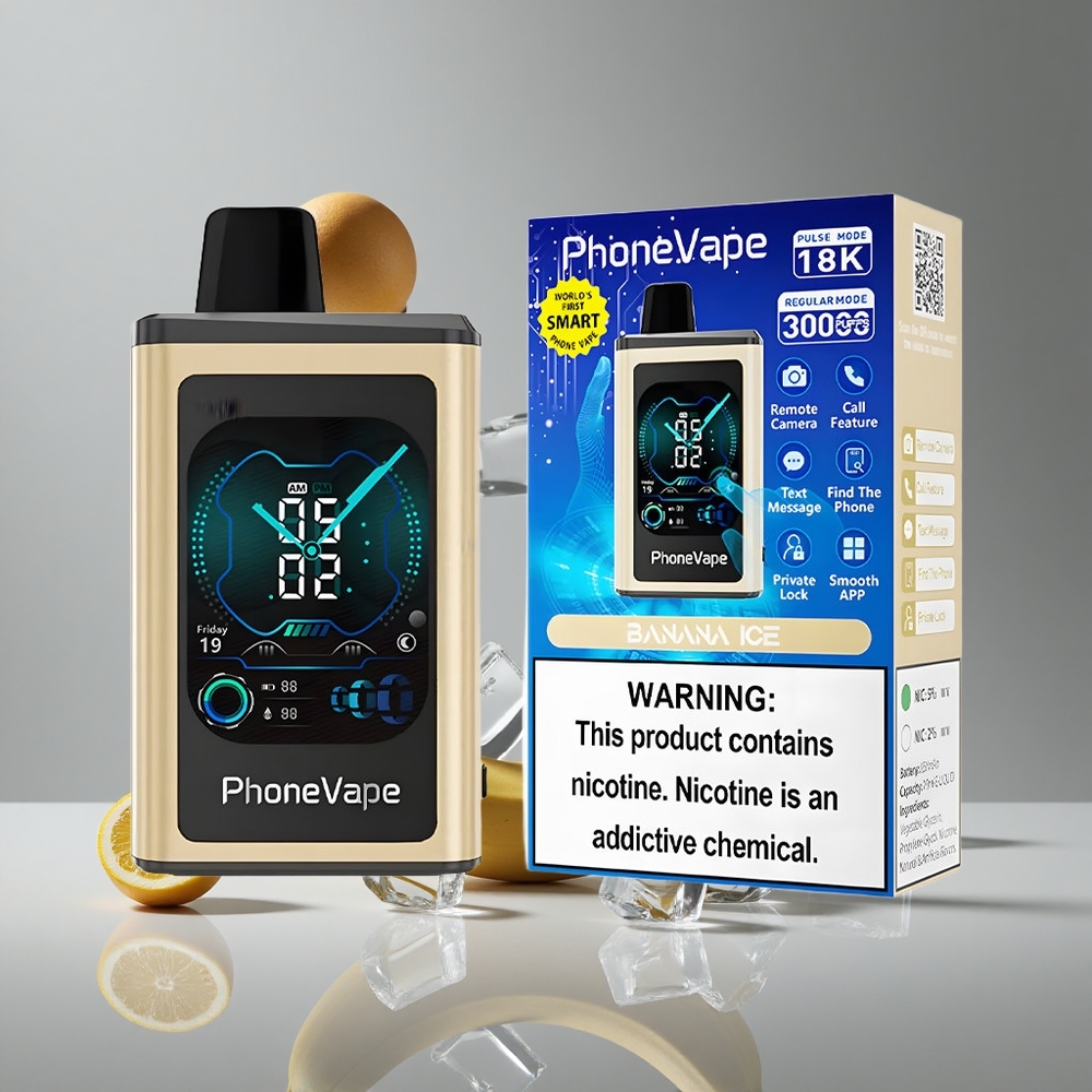 JNR PhoneVape 30000パフ バナナアイス フルディスプレイ画面 850mAh Type-C充電式バッテリー