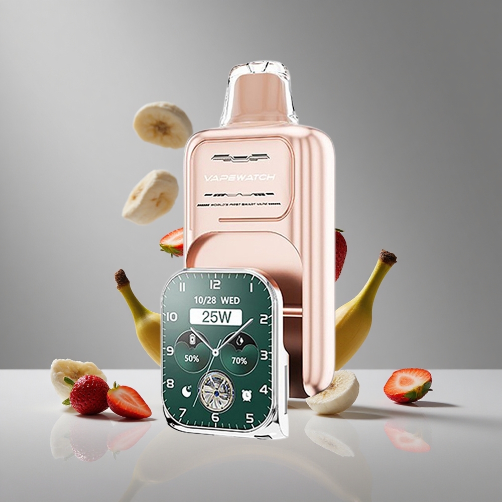 JNR Vape Watch 30000パフ ストロベリーバナナ デュアルメッシュコイル 1000mAh