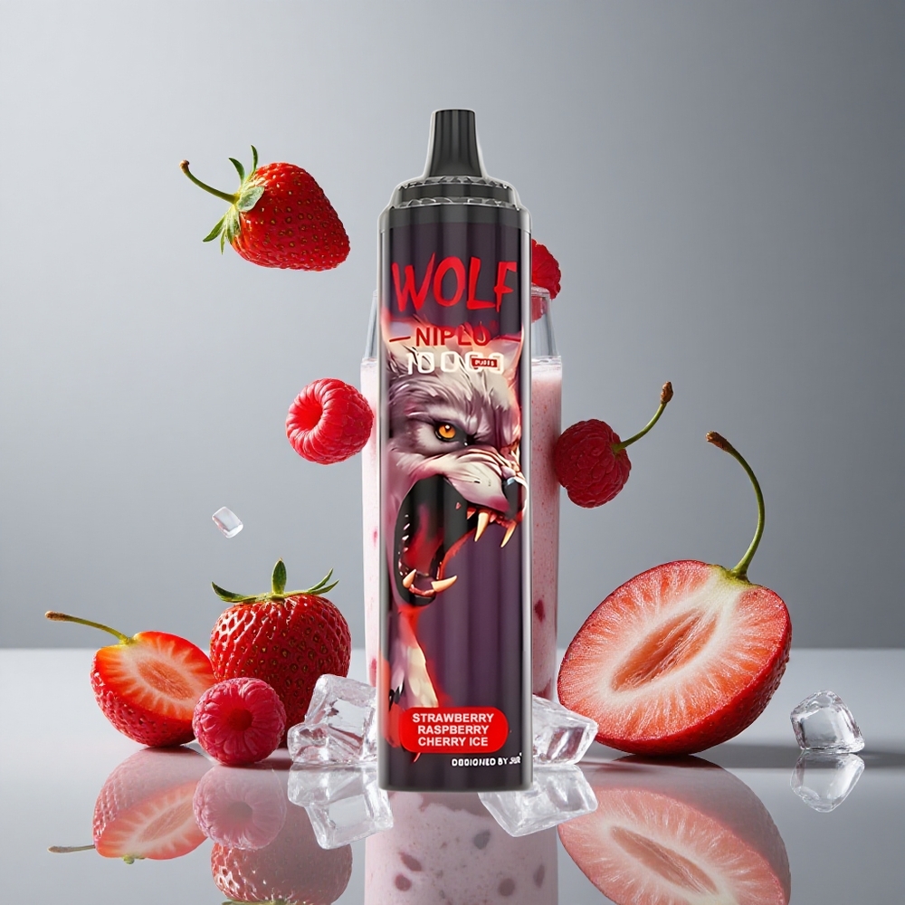 JNR Wolf Niplo 10000パフス ストロベリーレッドラズベリーチェリーアイス 1.0オームメッシュコイル 20ml