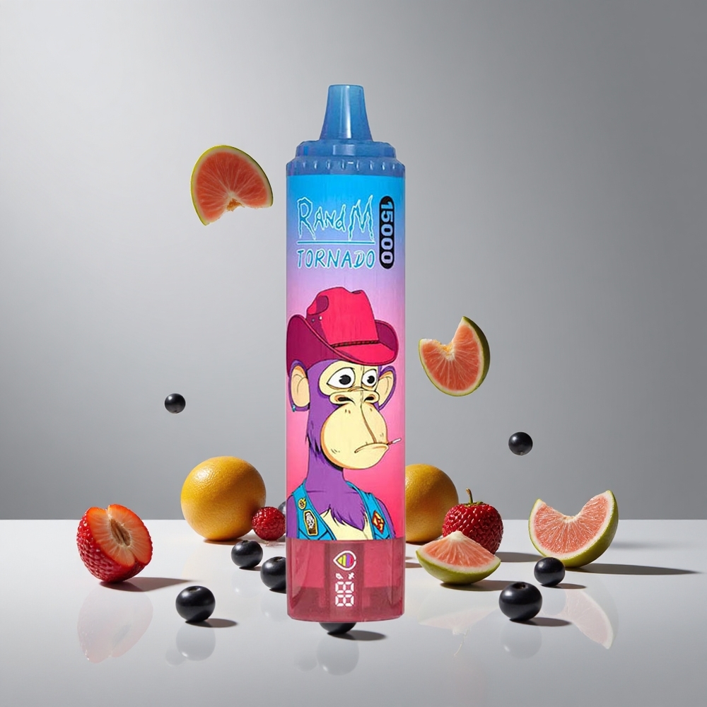 RandM Fumot Tornado 15000パフ 25ml ミックスベリー 850mAh メッシュコイル USB Type-C 充電式 LCD