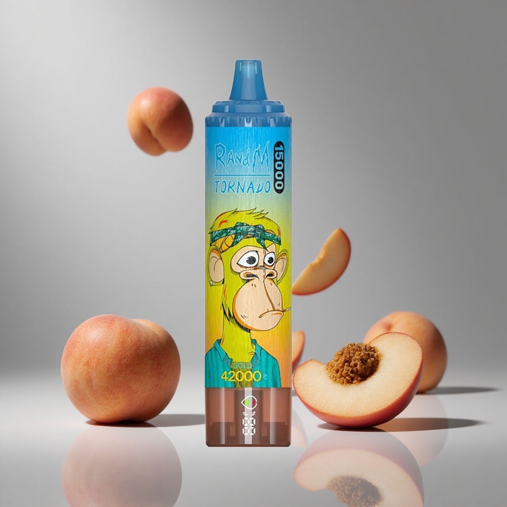 RandM Fumot Tornado 15000パフ 25ml ピーチマンゴー(モモマンゴー) リチャージャブル メッシュコイル LCD