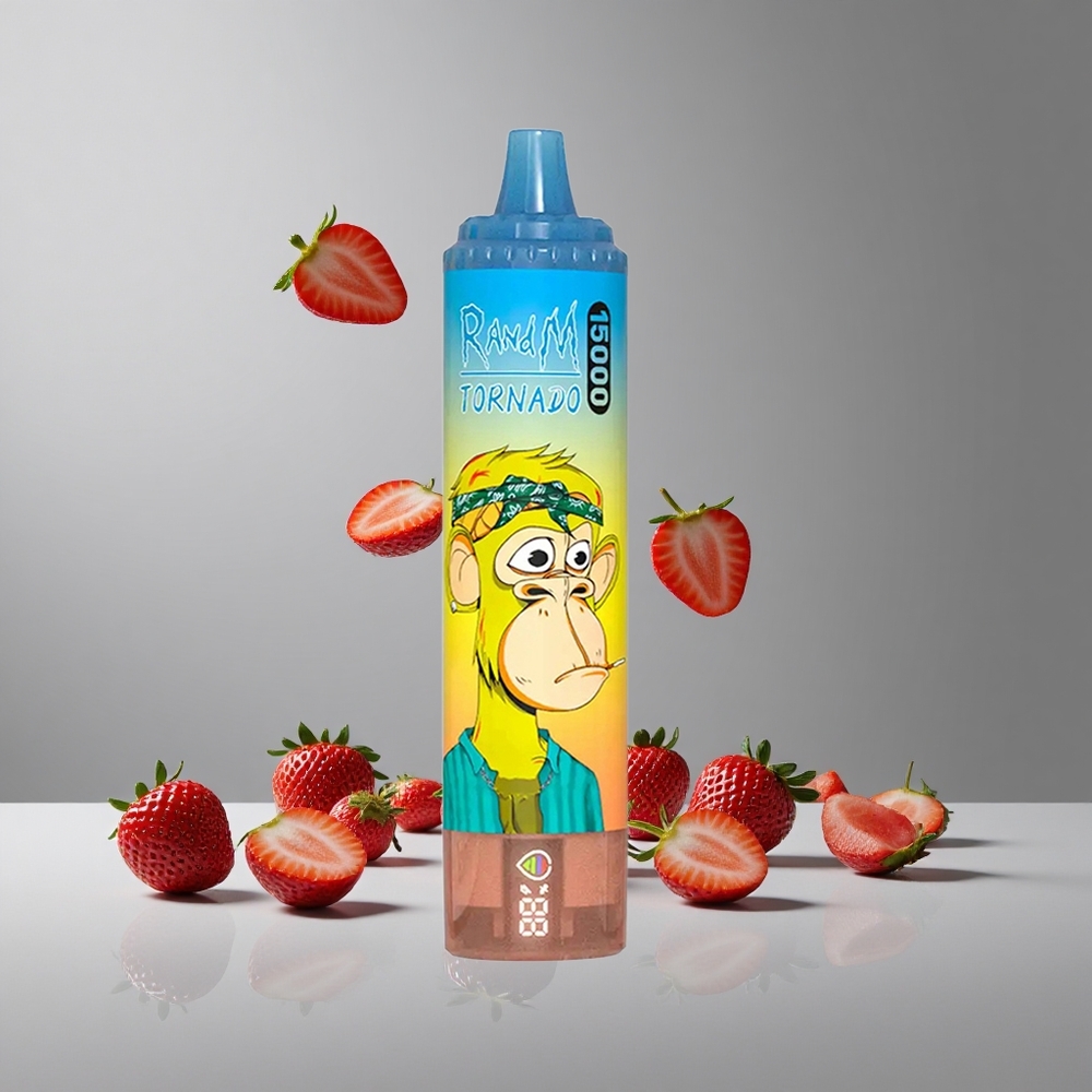RandM Fumot Tornado 15000パフ 25ml いちご ディスポーザブルベイプ LCD タイプC充電