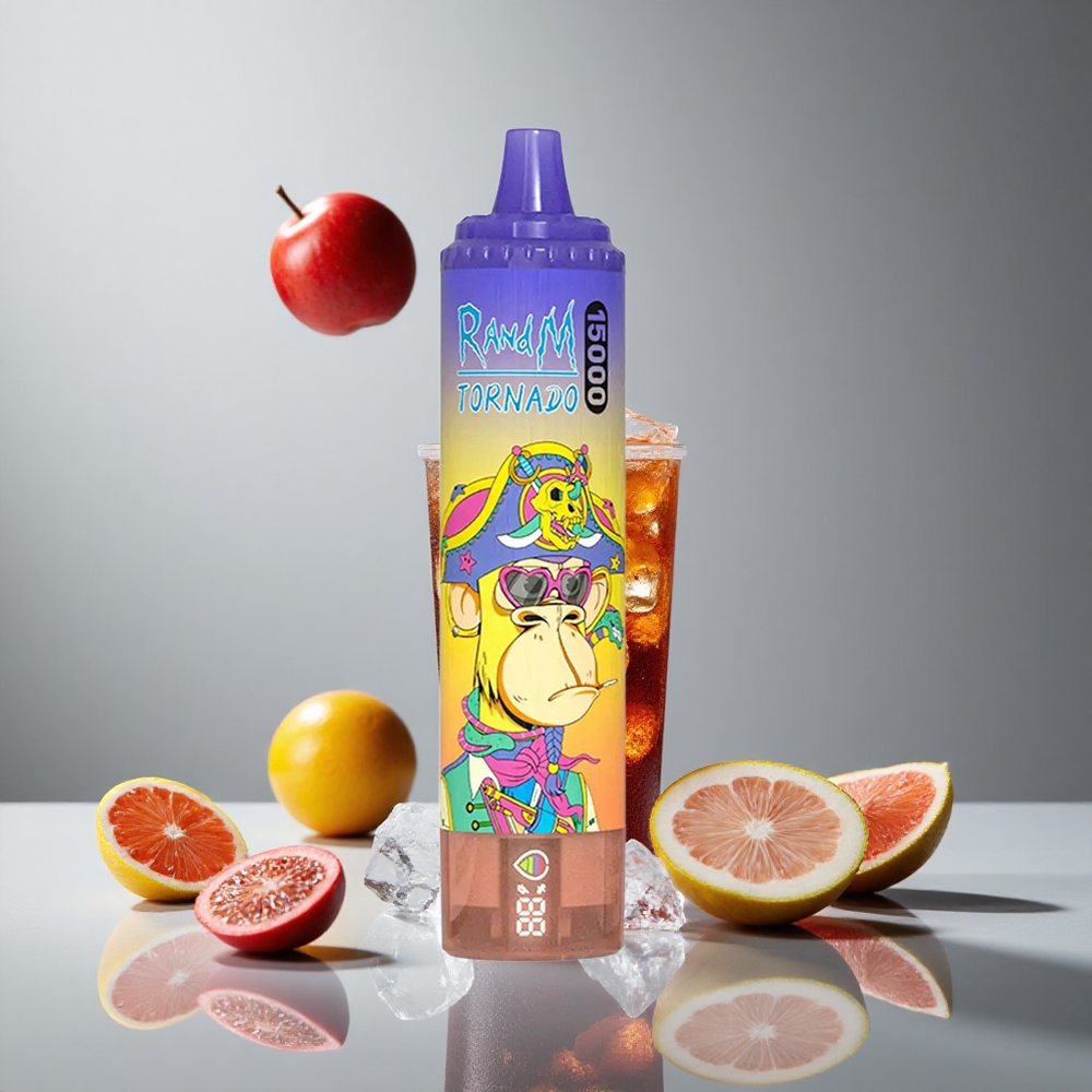 RandM Fumot Tornado 15000パフ 25ml コーラアイス ディスポーザブルベイプ LCD画面 Type-C充電