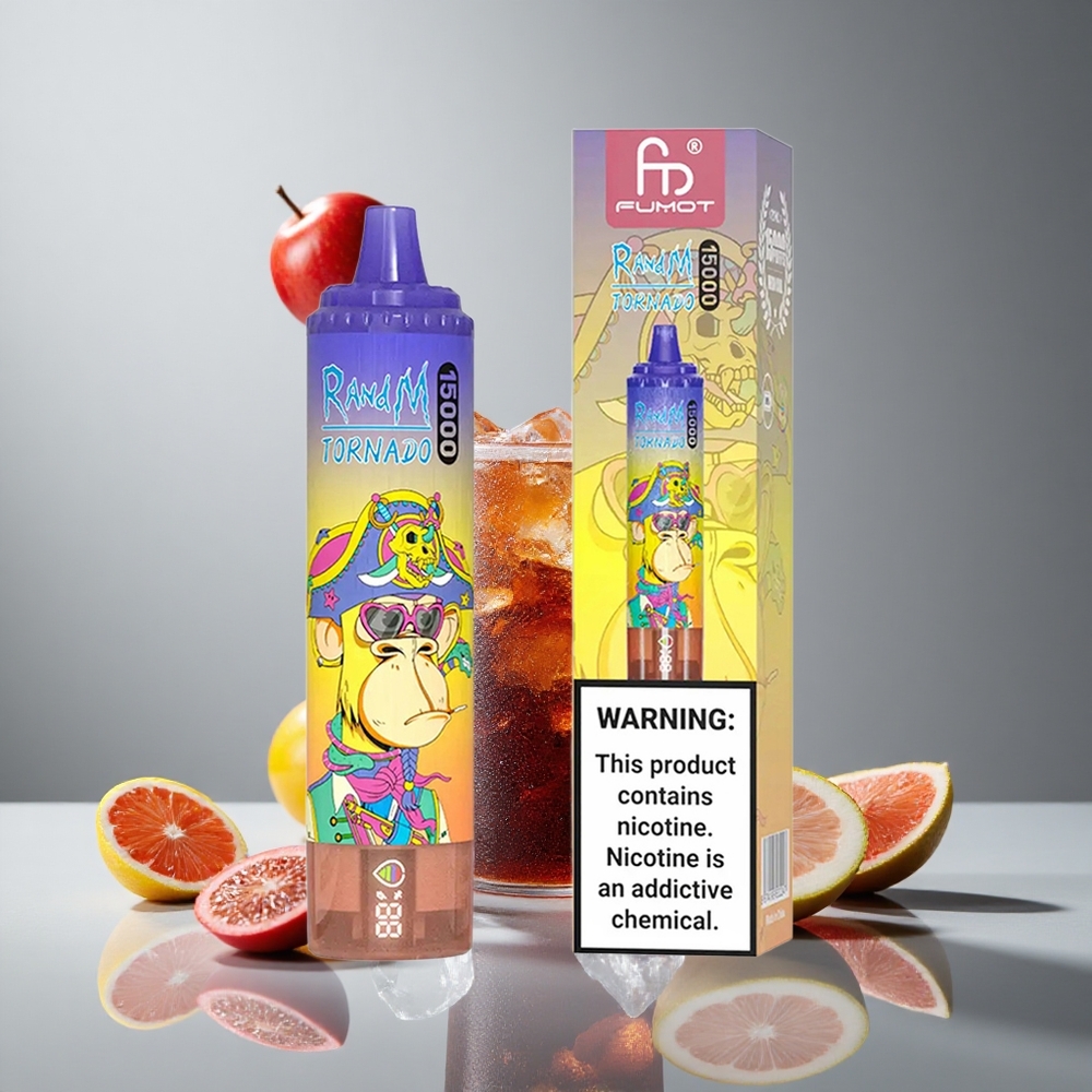 RandM Fumot Tornado 15000パフ 25ml コーラアイス ディスポーザブルベイプ LCD画面 Type-C充電