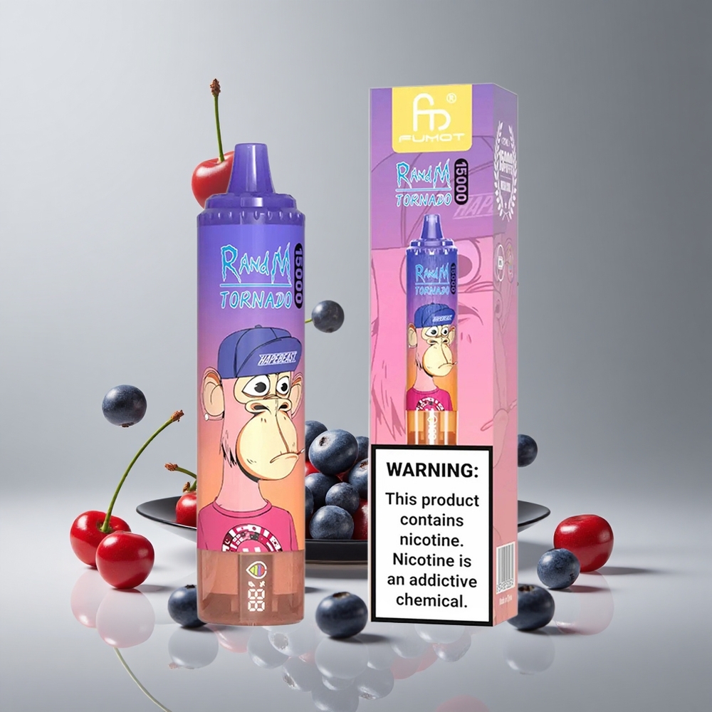 RandM Fumot Tornado 15000パフス ブルーベリー チェリー クランベリー LCD画面 Type-C充電