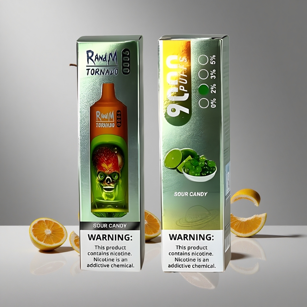 RandM Fumot Tornado 9000パフ サワーキャンディ メッシュコイル 850mAh 充電式