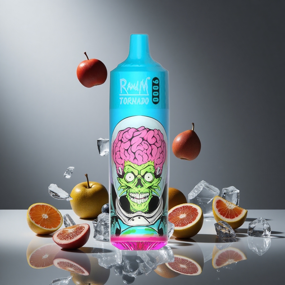 RandM Fumot Tornado 9000パフ ブラックドラゴンアイス 850mAh充電式 18mL
