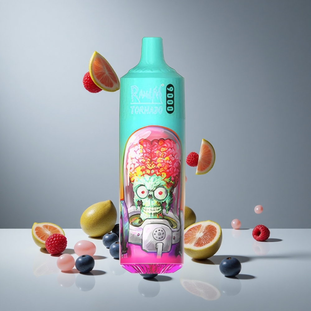 RandM Fumot Tornado 9000パフ ブルーサワーラズベリー 850mAh充電式 18mL