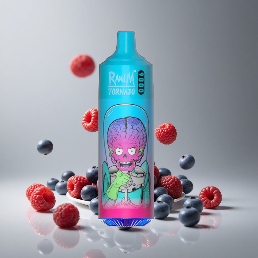 RandM Fumot Tornado 9000パフ ブルーベリーラズベリー 850mAh充電式 18mLメッシュコイル