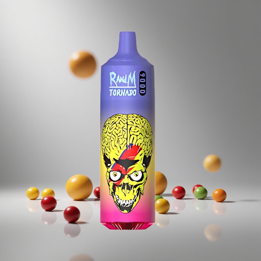 RandM Fumot Tornado 9000パフ スキットルズ 850mAh充電式 18mLメッシュコイル