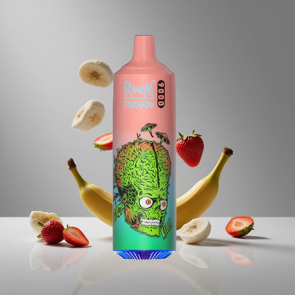 RandM Fumot Tornado 9000パフ ストロベリーバナナ 850mAh充電式 18mLメッシュコイル