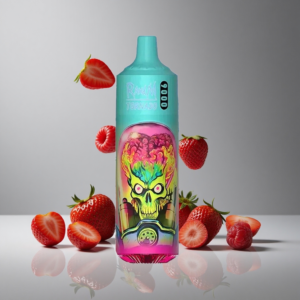 RandM Fumot Tornado 9000パフ ストロベリーラズベリー 850mAh充電式 18mLメッシュコイル