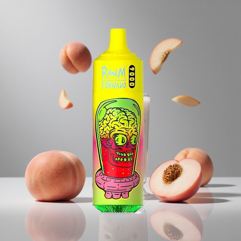 RandM Fumot Tornado 9000パフ サマーピーチアイス 850mAh充電式 18mL