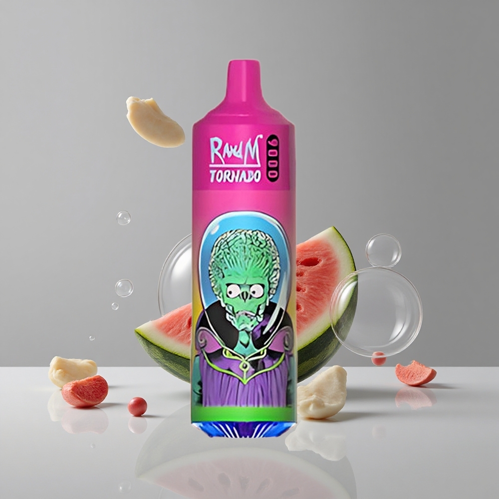 RandM Fumot Tornado 9000パフス スイカバブルガム 850mAh充電式 18mLメッシュコイル